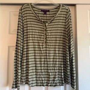 Women’s Green & White Striped Shirt
